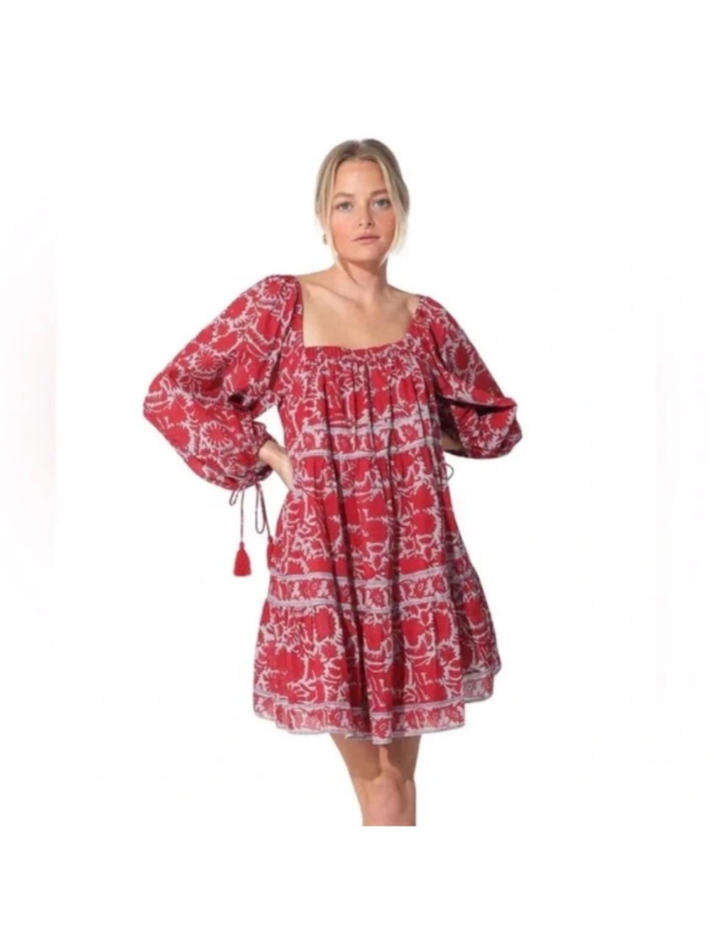 Cleobella Red and White Floral Mini Dress